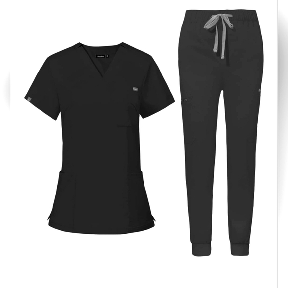 niaahinn Women's Scrub Top with Classic V-Neck & Yoga Jogger Pants - Picture 1 of 11